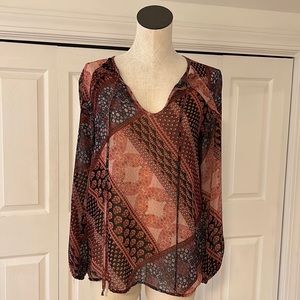 BCBG Max Azria Silky Chiffon Boho Top